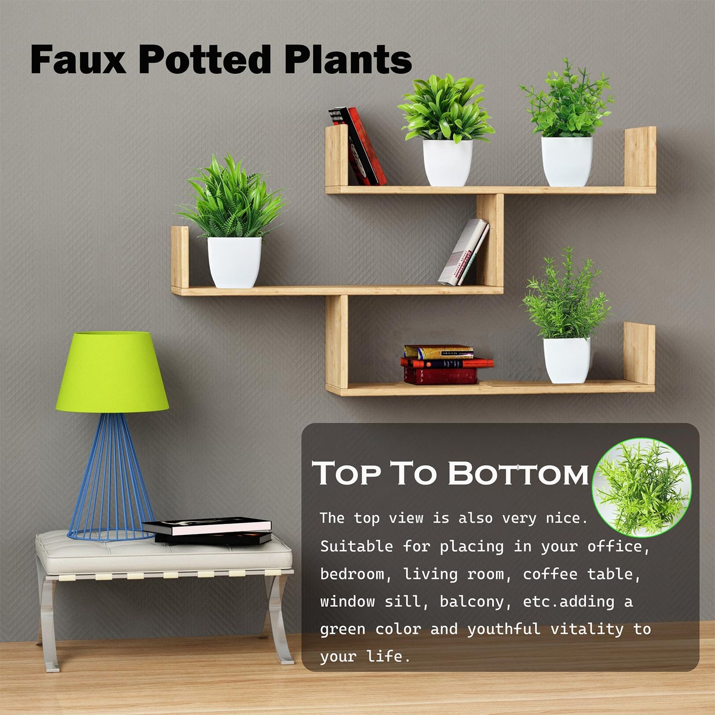 Canirologas Artificial Plants Indoor,Small Fake Simulation Plants,Faux Plastic Potted Plants,Creative Decorative Ornaments For Decoration、Bookcase、Balcony、Office、Bathroom(4PCS White)
