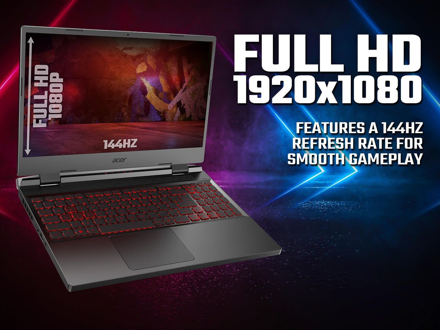 Acer Nitro 5 AN515-58 Gaming Laptop - Intel Core i7-12650H, 16GB, 1TB SSD, NVIDIA GeForce RTX 4060 8G, 15.6" FHD IPS 144Hz, Windows 11 , Black