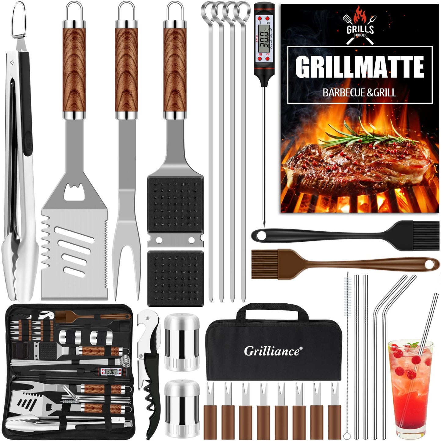 - Grilliance 30pcs Stainless Steel Grill Tools Set -