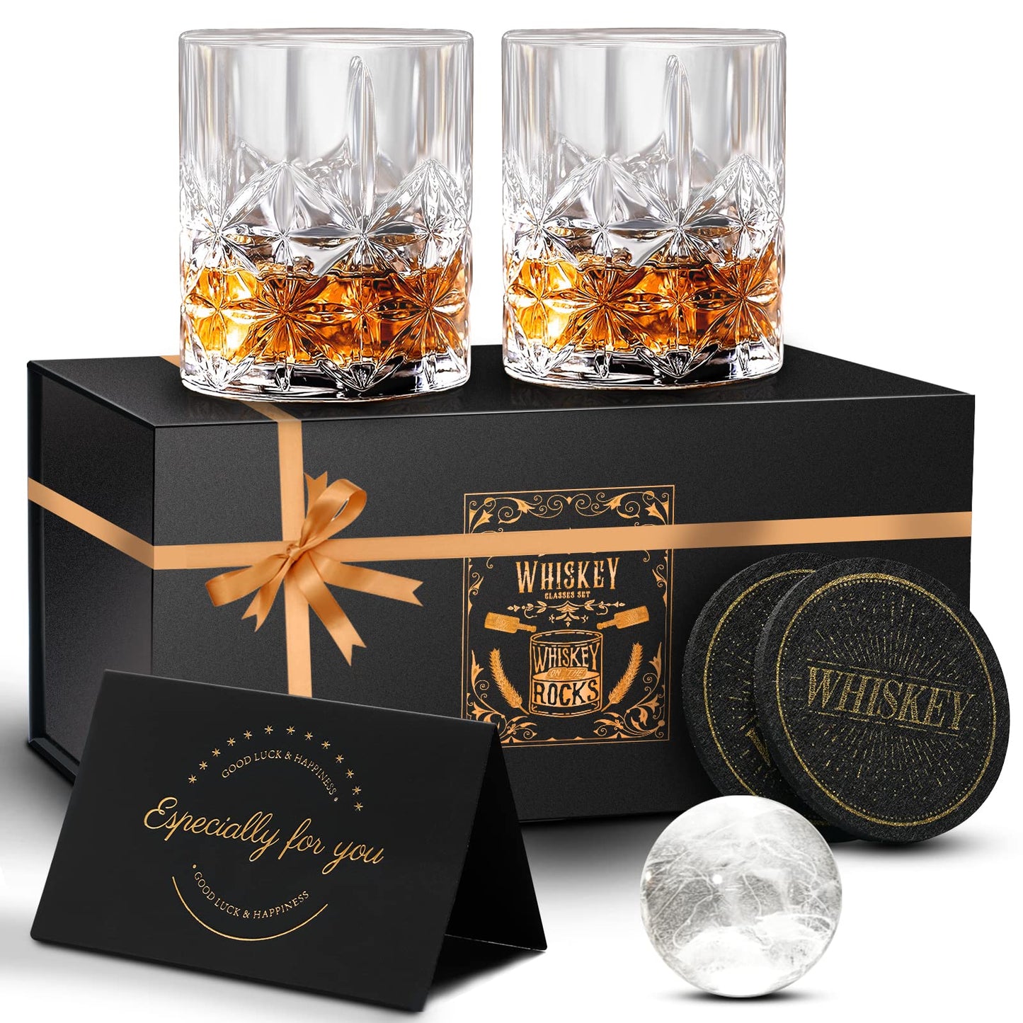 - KAQ Whiskey Glasses | 320ml Whisky Glasses | Set of 2 -