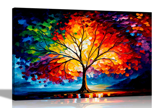 Artley Prints - Tree Of Life Modern Abstract Canvas Pictures for Living Room, Bedroom, Hallway, Kitchen or Office - Colourful Prints Extra Large 101 x 76cm (40 x 30 inches)