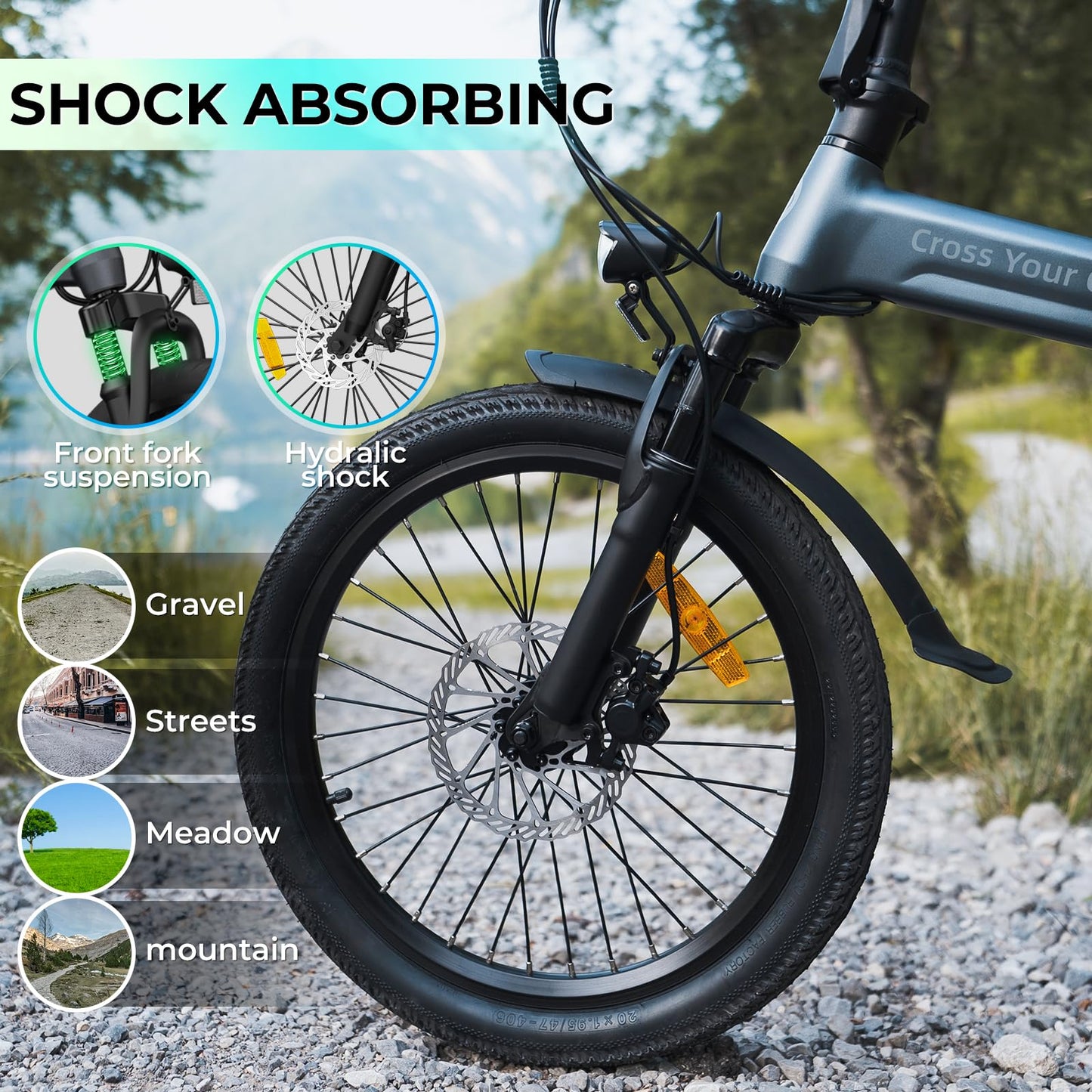 A Dece Oasis ADO Air 20S Folding E-Bike, Electric Bike Equipped with Carbon Belt/Torque Sensor/Hydraulic Disc Brakes/APP City Commuting, Electric Bike for Adults(Shock Absorption Version)