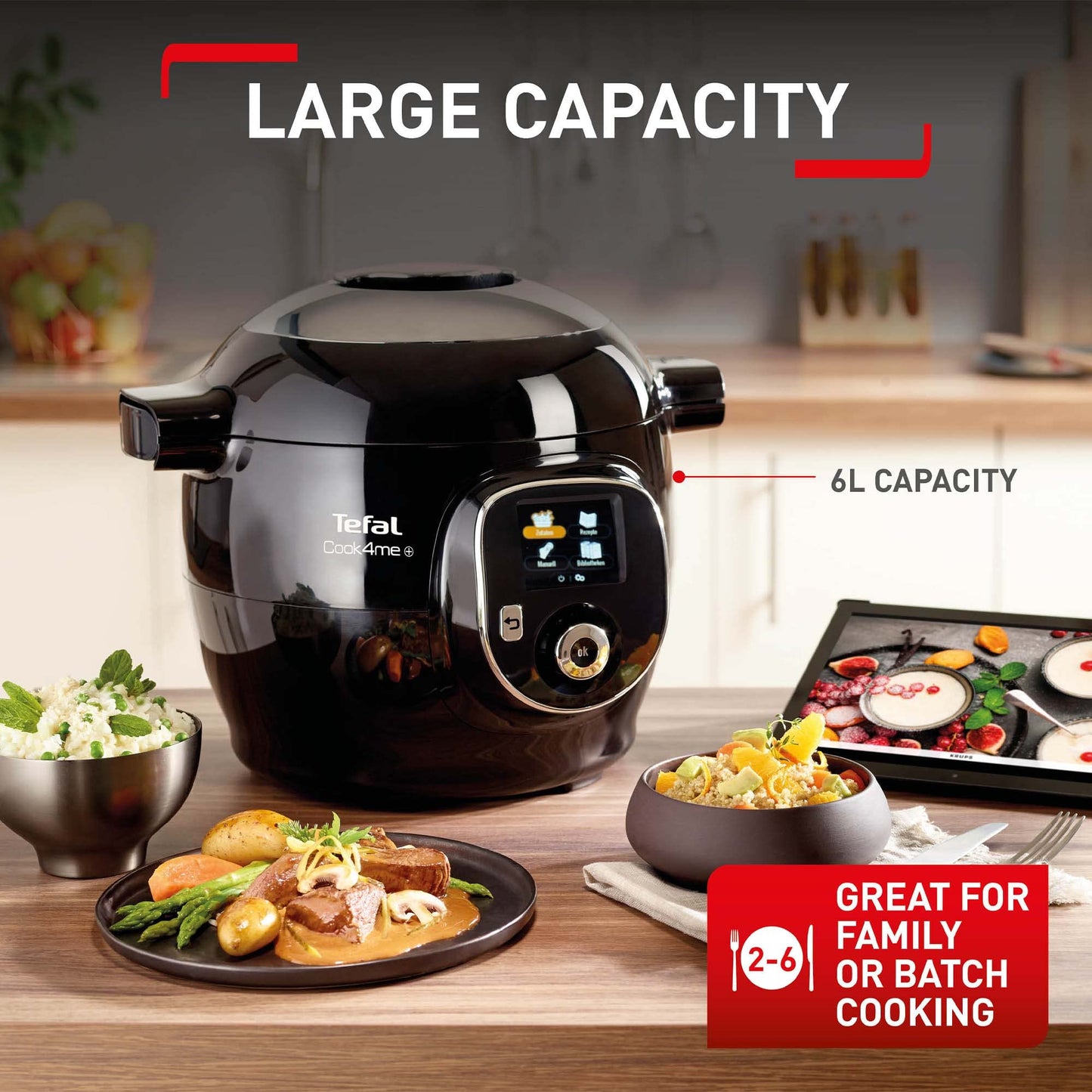 - Tefal | Cook4Me+ CY851840 One-Pot Digital Pressure Cooker | 6 Litre/Black and Stainless Steel -