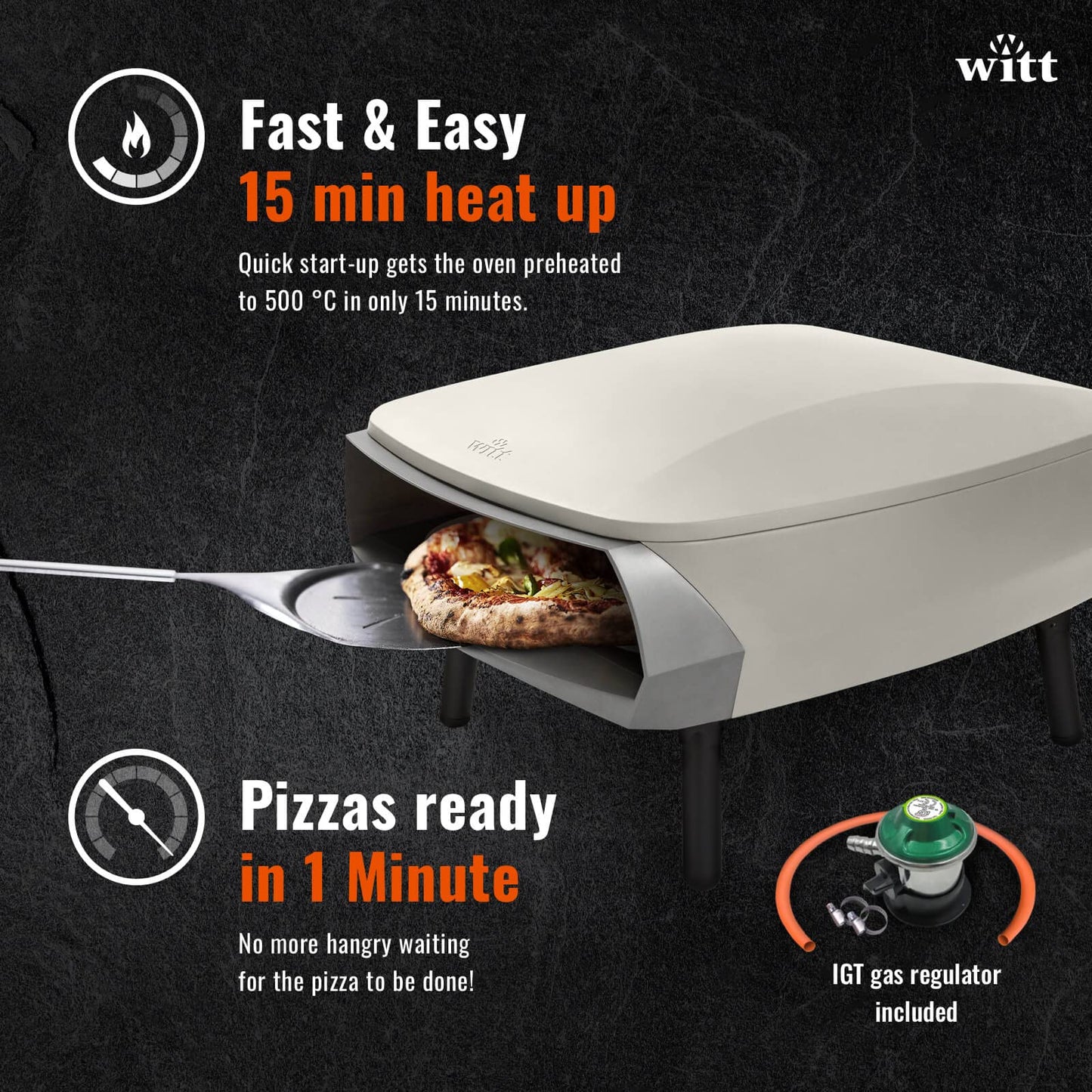 - Witt ETNA Rotante Award Winning Pizza Oven with 360 Degrees Rotating Pizza Stone
