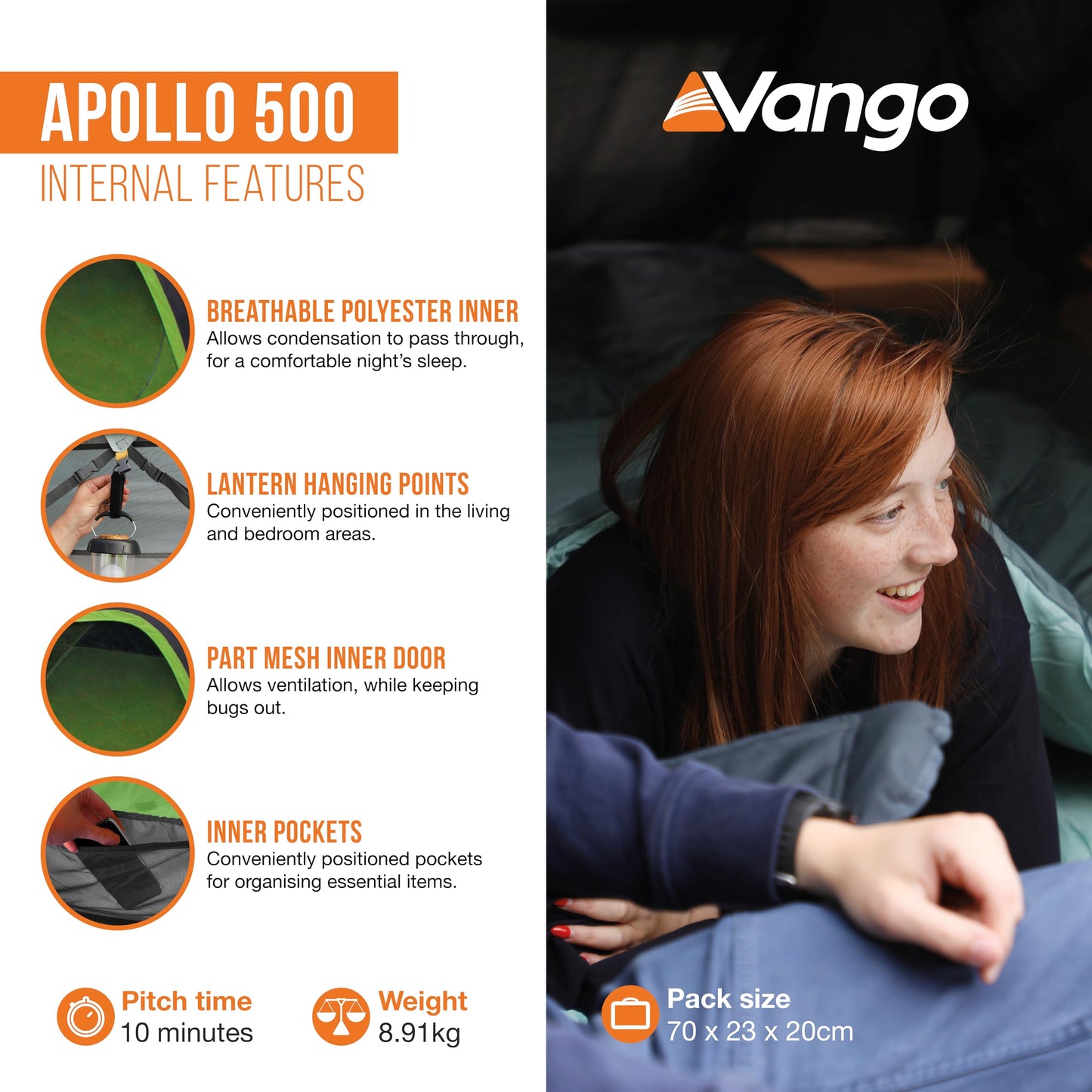 - Vango Apollo 500 5-Man Family Dome Tent -