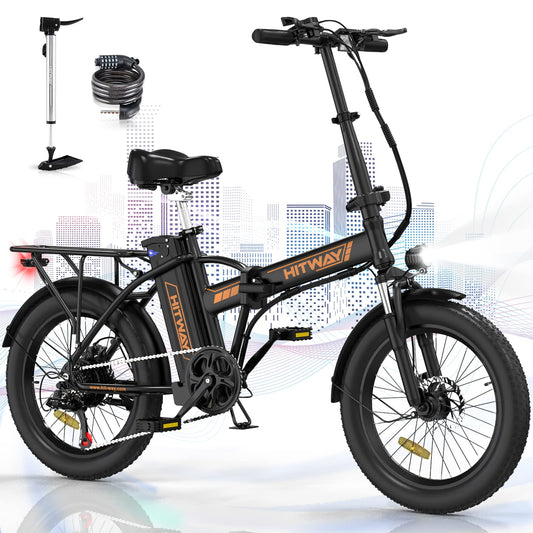 - HITWAY Electric Bike for Adults | 20"*3.0 Fat Tire E-Bike | 250W Electric Bicycle | Folding Electric Bike | 36V/12Ah Removable Battery -