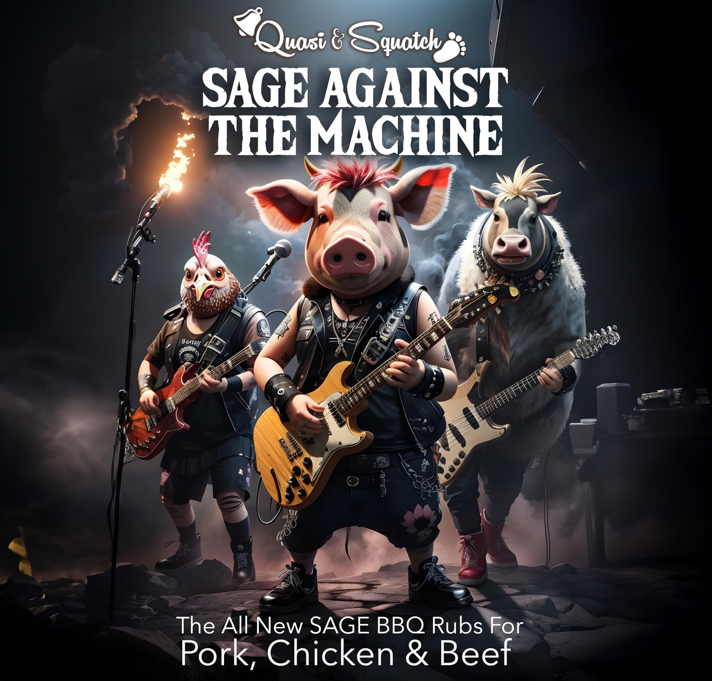 BBQ Rub for Chicken by Quasi & Squatch - Sage Against The Machine - Chicken Rub (Smokey Lemon Pepper & Sage) Smoked Chicken & Wings Rub Seasoning | Dry Spice for Professional BBQ & Grill | Large 220g