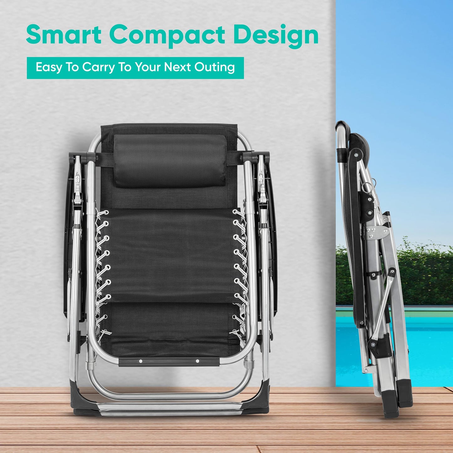 - Heavy Duty Outdoor Deluxe Reclining Zero Gravity Chair | Garden Recliner Sunloungers with Cup Holder & Cushion -