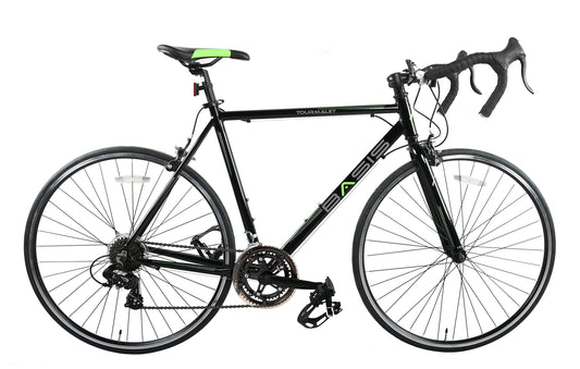 Basis Tourmalet 14 Adults Road Bike, Alloy Frame, 700c Wheel, 14 Speed - Black/Lime (59cm)