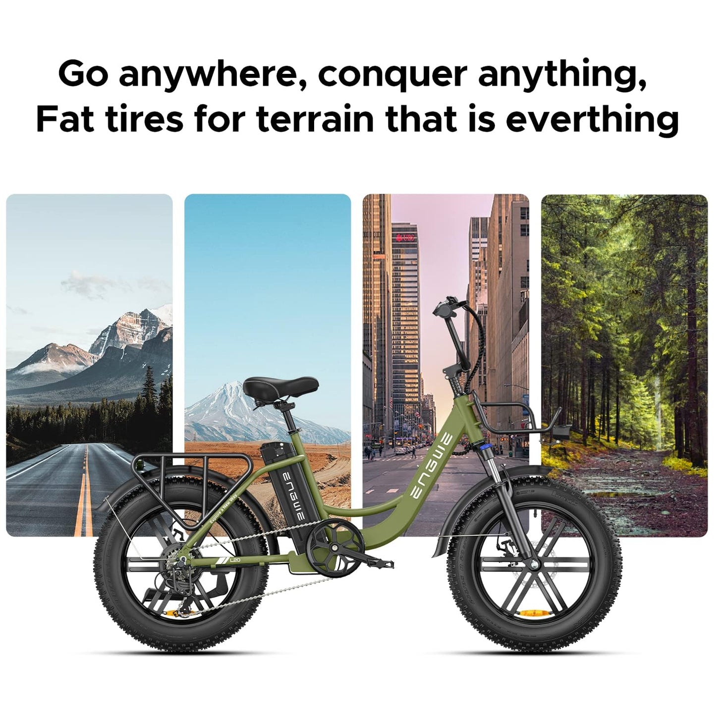 - ENGWE MTB Electric Bike for Adults 20" Fat Tire E-Bike with 48V 13AH Battery | 7-Speed | Dual Shock Absorber Perfect for Commuting and Off-Road Adventures -