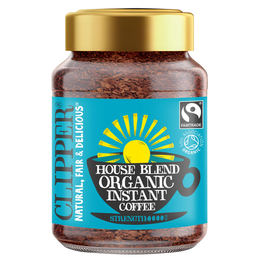Clipper House Blend Organic Arabica Instant Coffee | 6 x 100g Jars | Bulk Buy for Home & Catering | Gourmet Coffee | Sustainable Fairtrade Coffee by Clipper Teas | Ethically Sourced & Eco Conscious