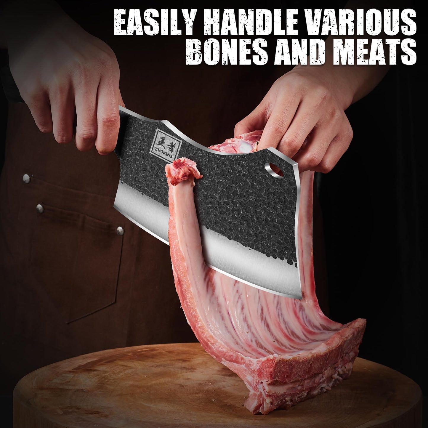 - ENOKING Professional Chef Knife | 7 Inches Hand Forged Kitchen Knife | High Carbon Stainless Steel Bone Chopping Knife -