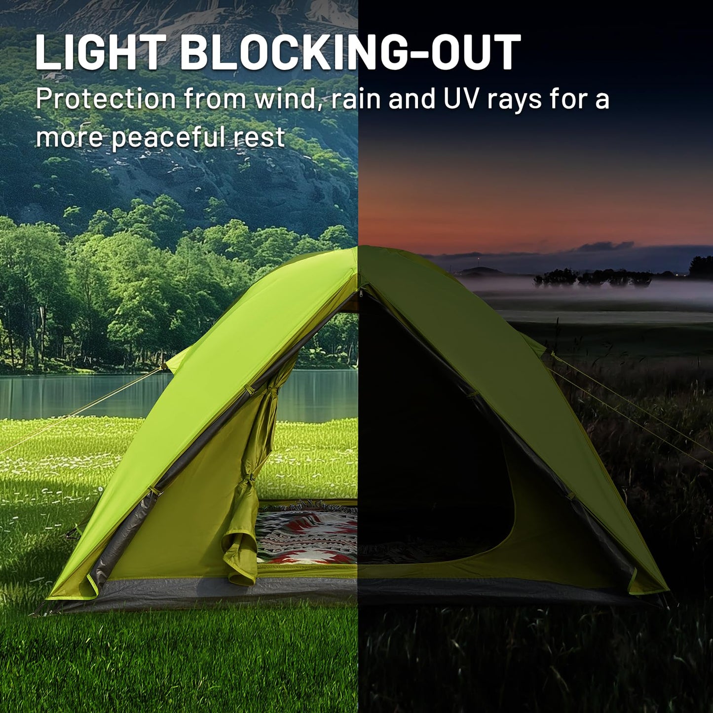 - TIMBER RIDGE 4 Man Blackout Tent | 3-4 Person Family Camping Tent | UV Protection -