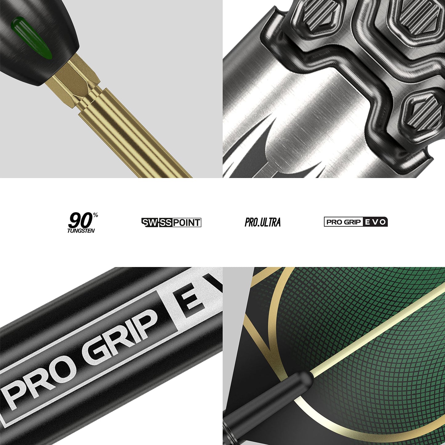 - Target Darts | Cult 90% Tungsten Swiss Point Set Steel Tip Darts | Black, Green and Gold | 24G | UK -