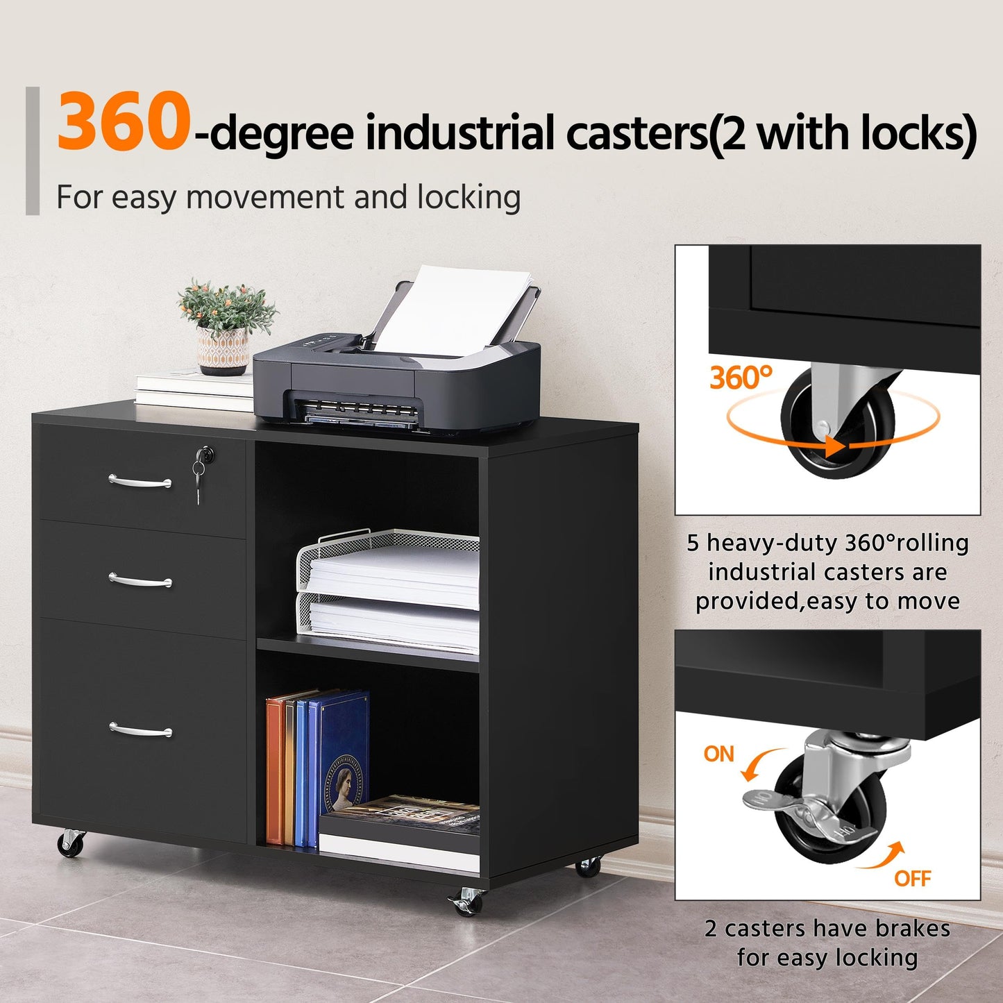 - Yaheetech File Cabinet for Home and Office,Black.