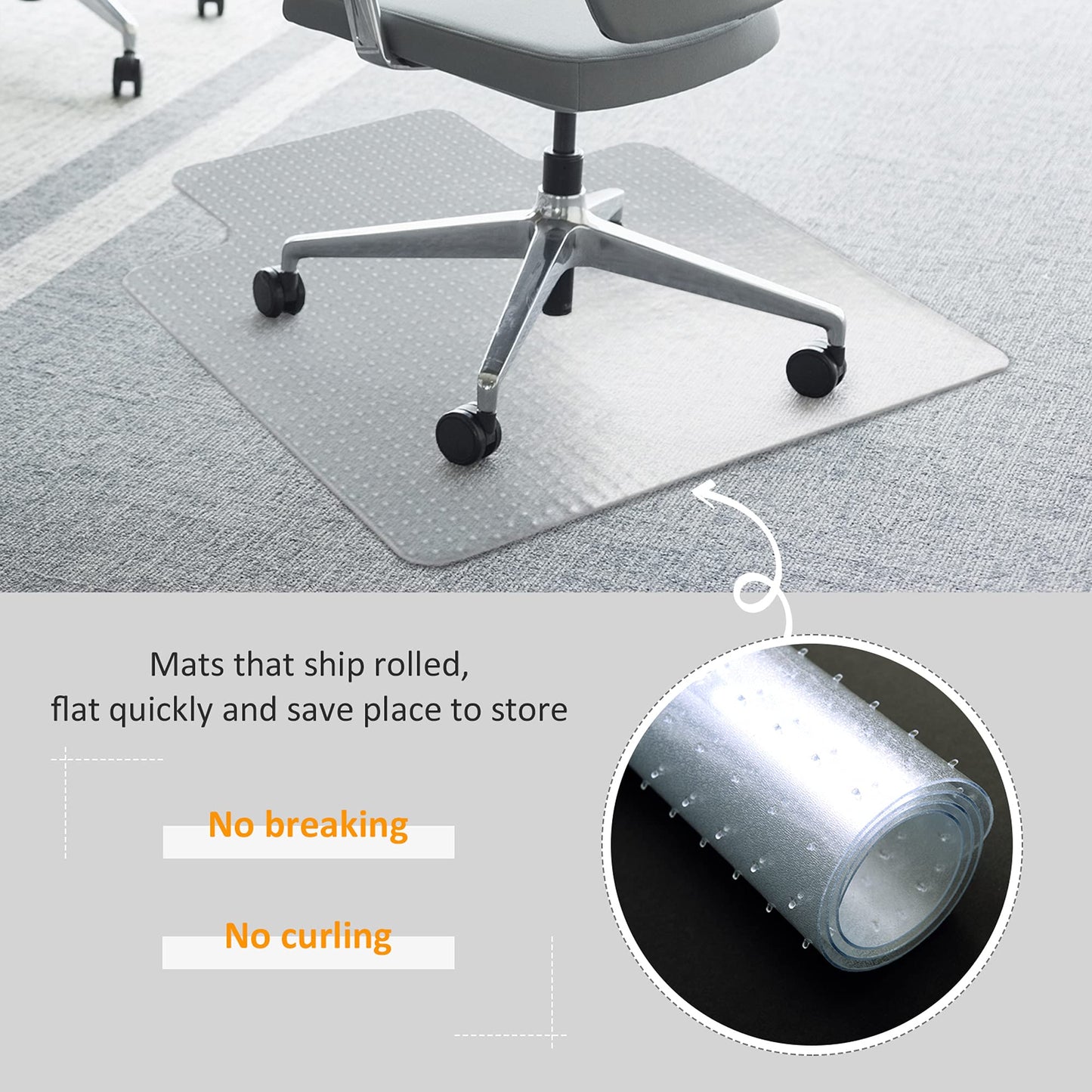 - HOMCOM Office Carpet Protector Chair Mat Clear Spike Non Slip Studs Frosted Lipped -