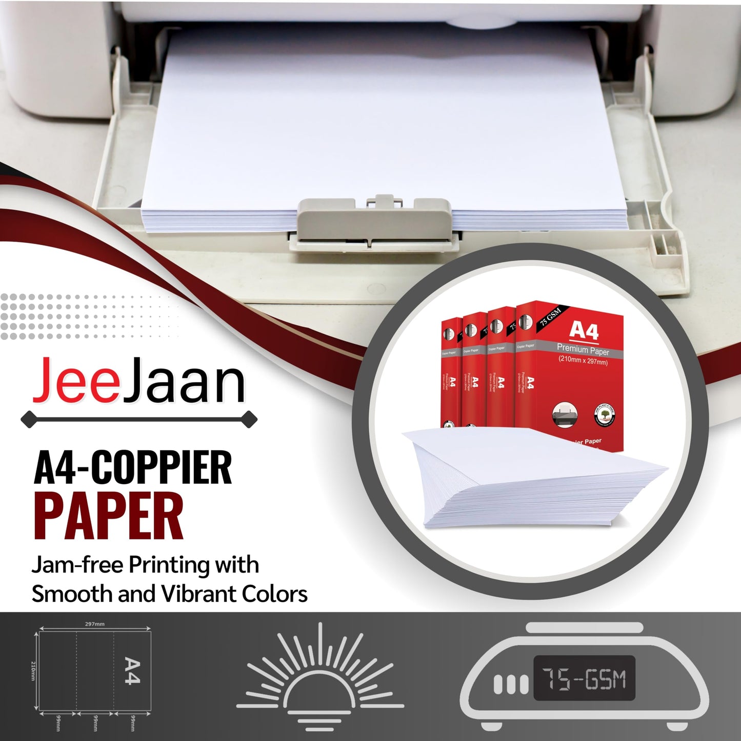 - JeeJaan® 1000 Sheets Value Multipurpose Copier Paper -