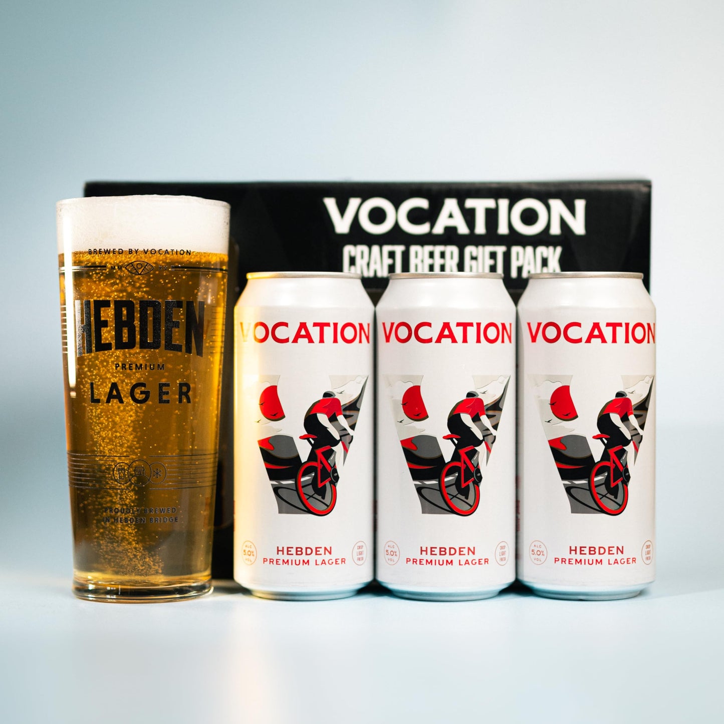 - Vocation Brewery Craft Beer Gift Set | Hebden Premium Lager Gift Pack | 3 x 440ml & Branded Pint Glass -