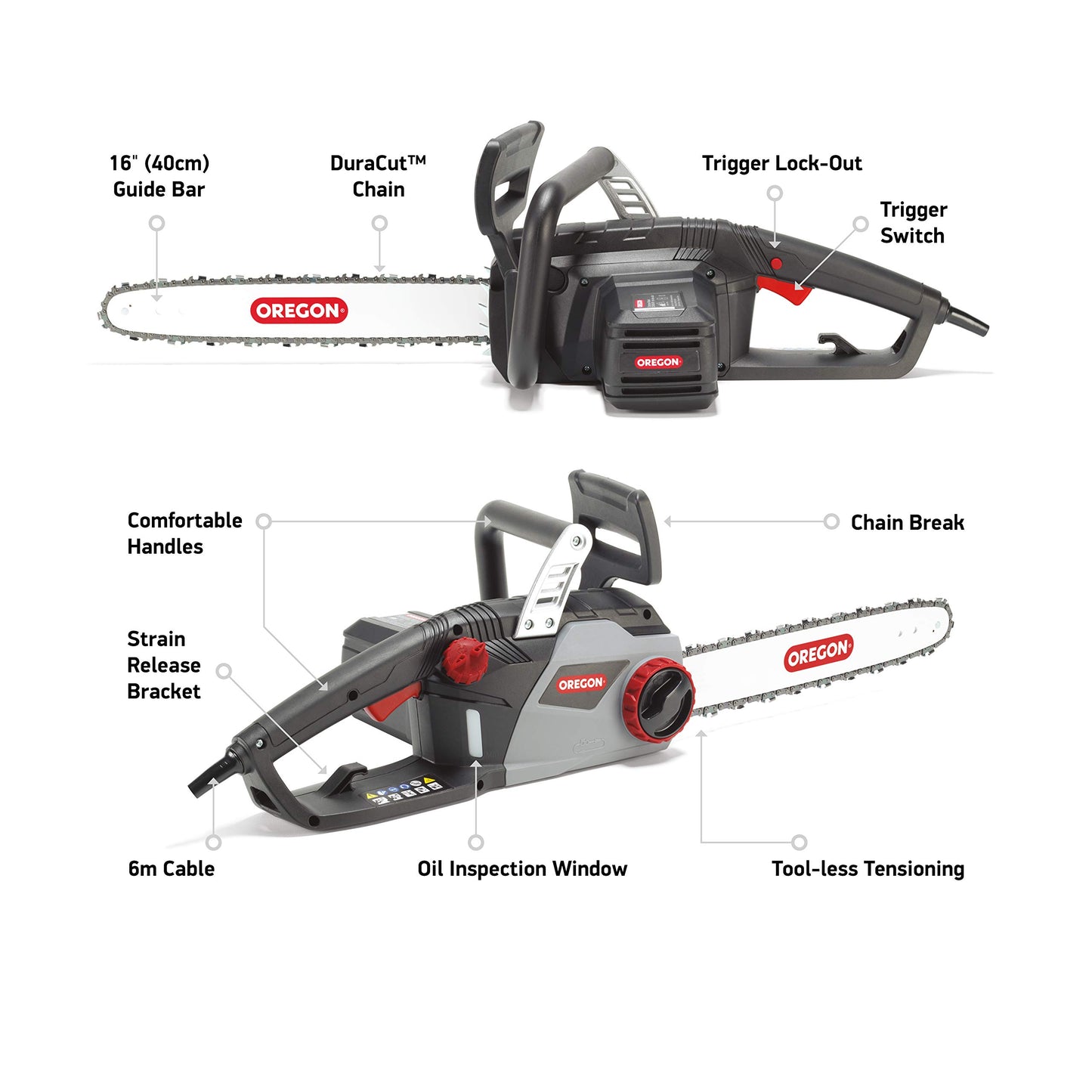- Oregon 2400W Powerful Electric Chainsaw | with 16-Inch (40 cm) Bar | 3 Year Warranty by Oregon -