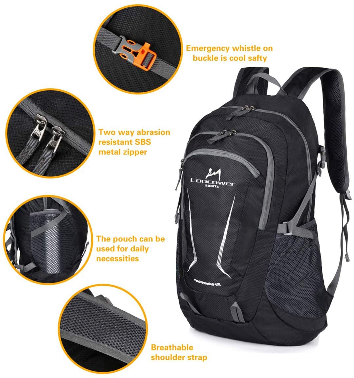 - Loocower 45L Lightweight Foldable Backpack | Walking Rucksack | Hiking Daypack -