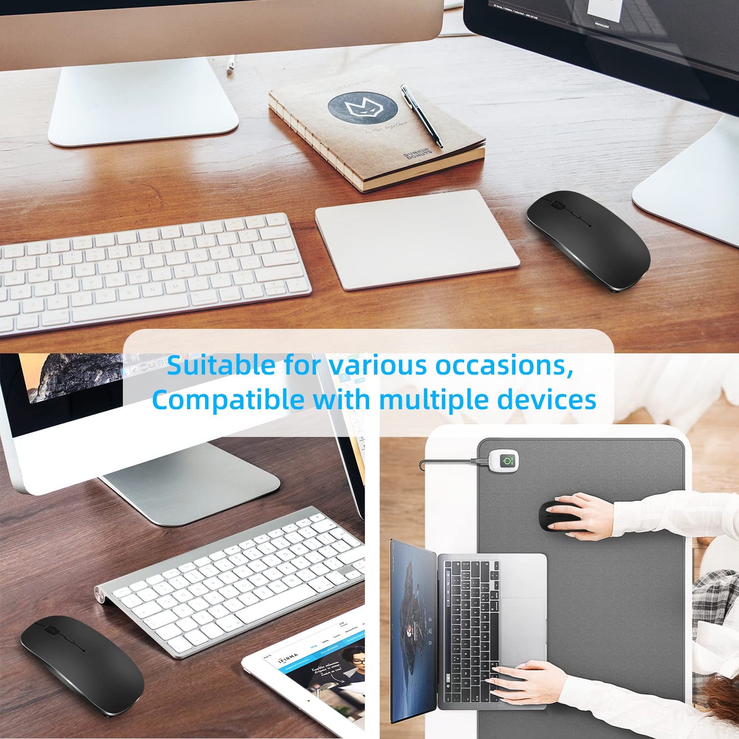 - LEAPEST Wireless Bluetooth Mouse | Portable Slim Silent Office Mice | USB-C Adapter | 2.4 GHz -