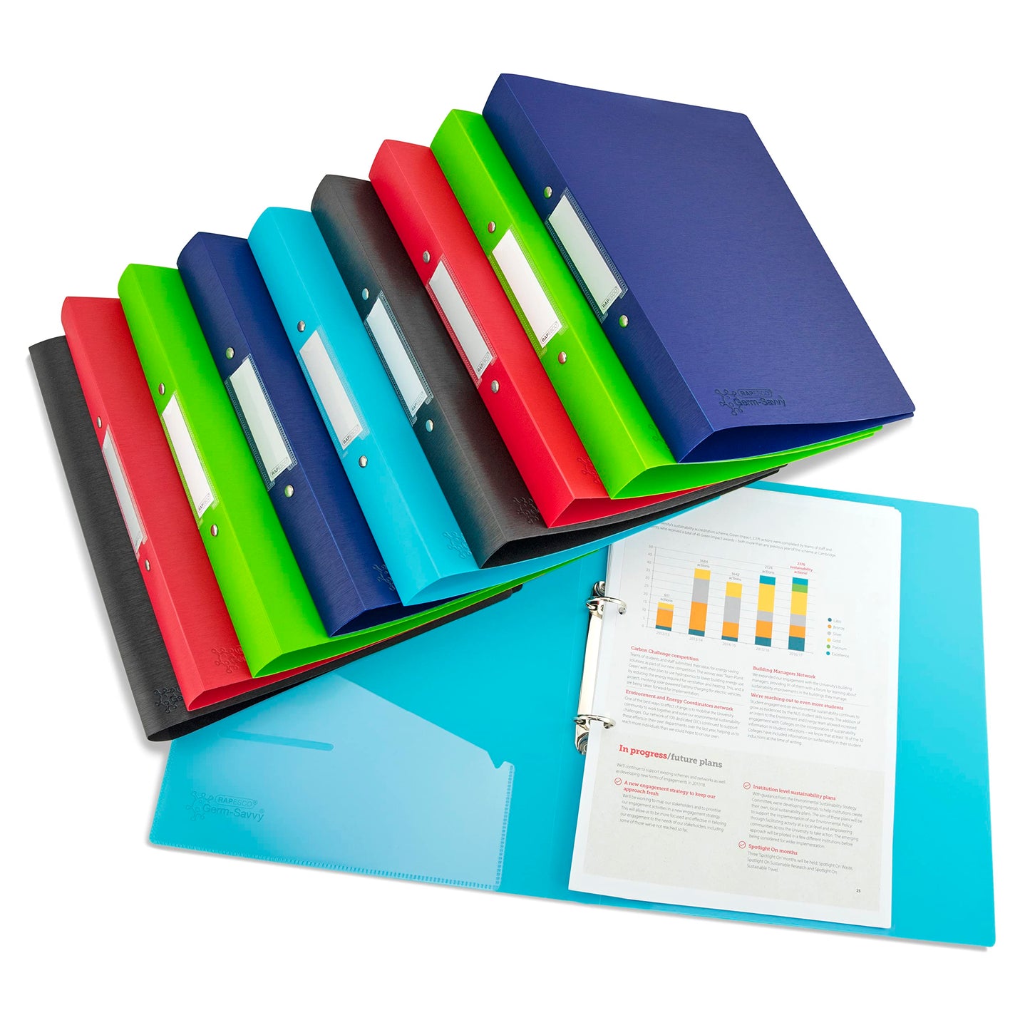 - Rapesco 1720 Germ-Savvy Antibacterial | A4 2-Ring PP Ring Binder | 35 mm Spine -