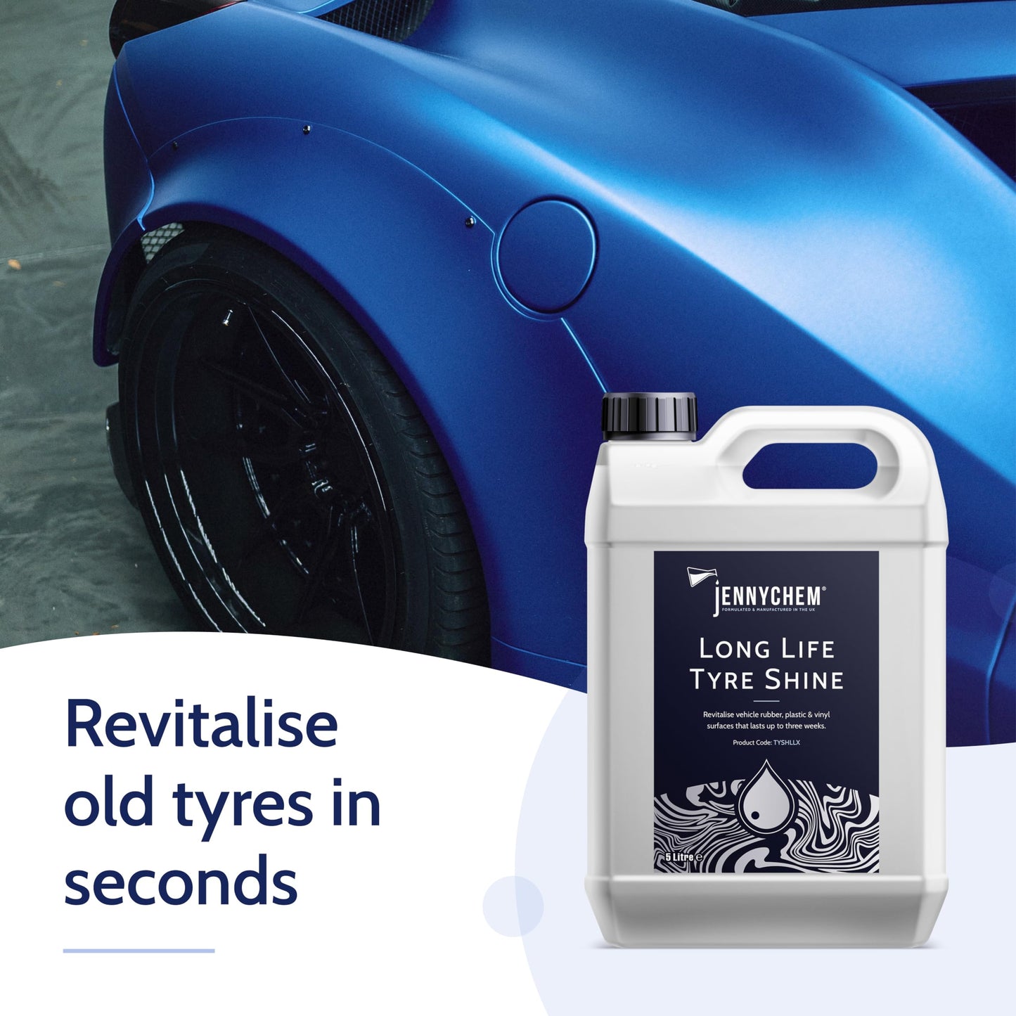 - Jennychem Car Tyre Shine | Easy to Use Tyre Dressing | 5L | Long-lasting Gel for Superior Cleaning -