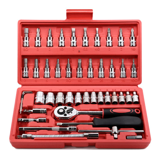 - Egofine 46 Pieces 1/4" Drive Socket Set&Tool Sets | Ratchet Wrench Set With Bit Socket Set -