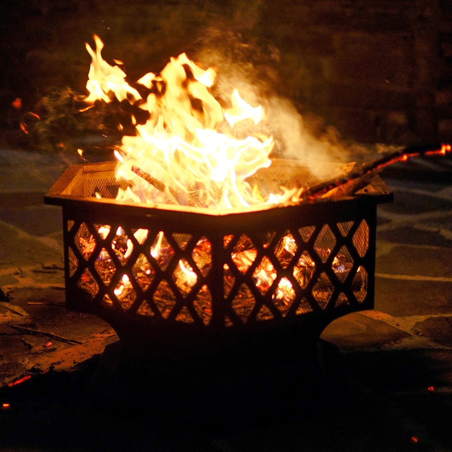 - Yaheetech Fire Pit Heavy Duty Fire Bowl Large Fire Pit with Mesh Poker, For Outdoor Patio.
