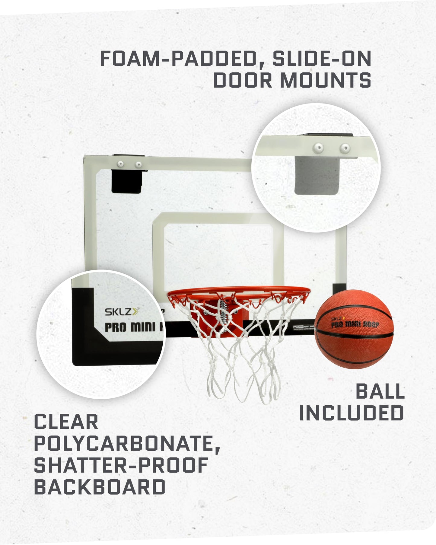 - SKLZ Pro Mini Basketball Hoop | Mini Basketball | Protective Back Padding | Door Hooks -
