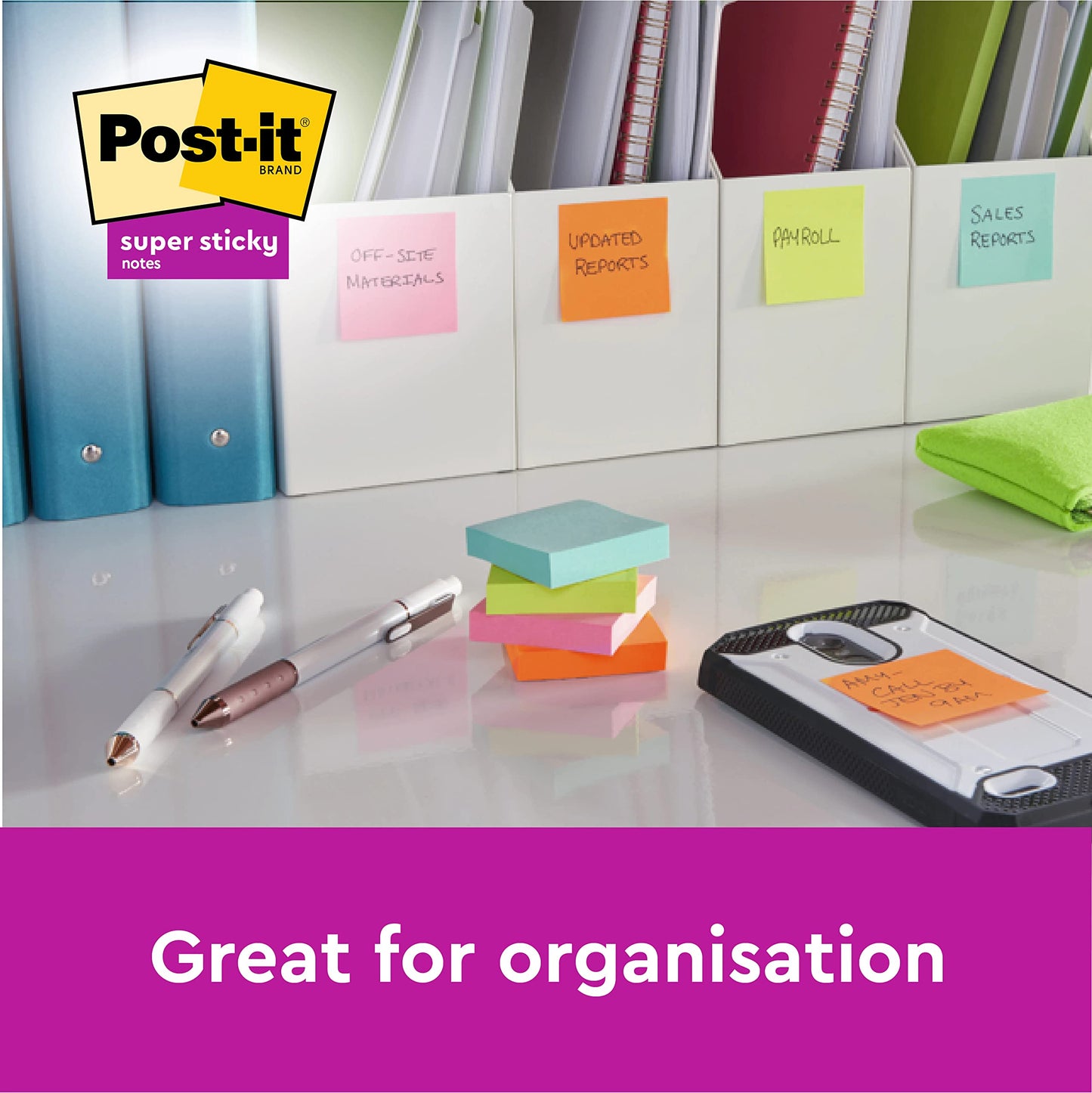 - Post-it Super Sticky Notes | Carnival Color Collection | Pack of 6 Pads | 90 Sheets per Pad -