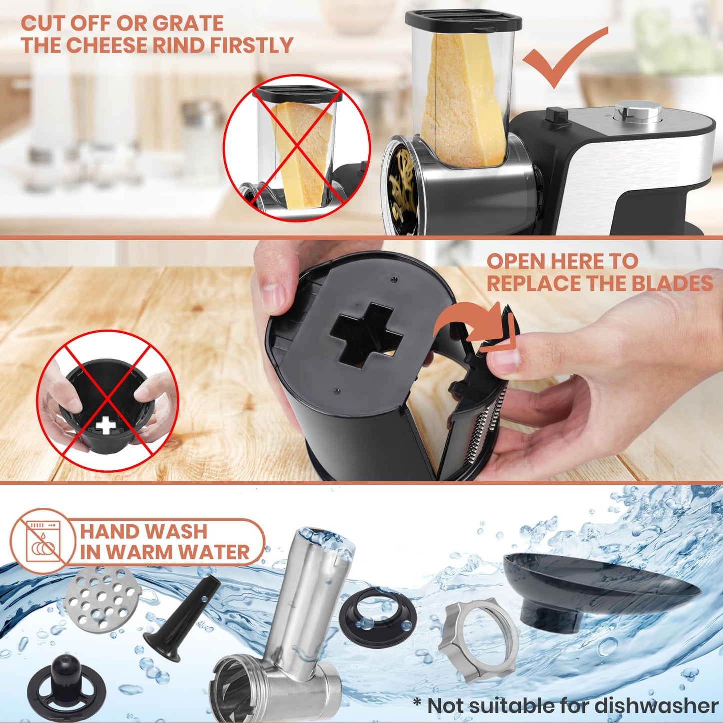 - Parmedu Electric Cheese Grater & Meat Grinder | Electric Vegetable Cutter | Electric Slicer Shredder Salad Maker -