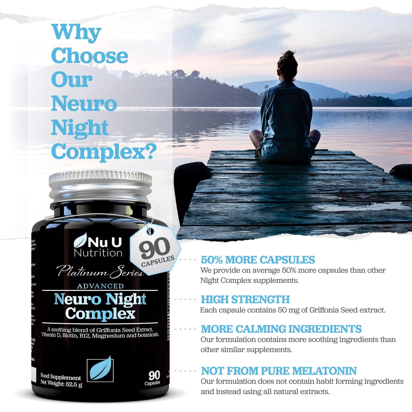 - Neuro Night Sleeping Aid with Griffonia Seed Extract | 90 Vegetarian Capsules -