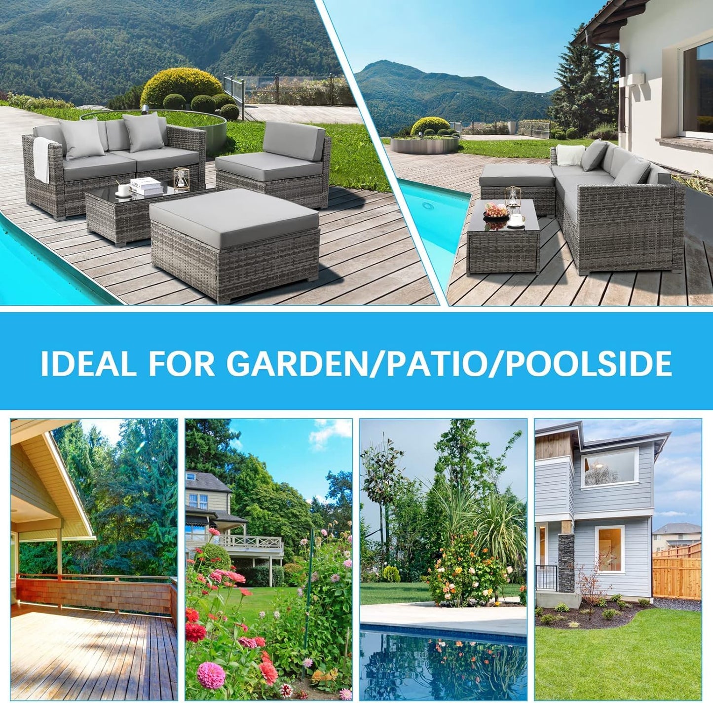 - TLGREEN 5PCS Garden Sofas Rattan Corner Furniture Set | All-Weather -