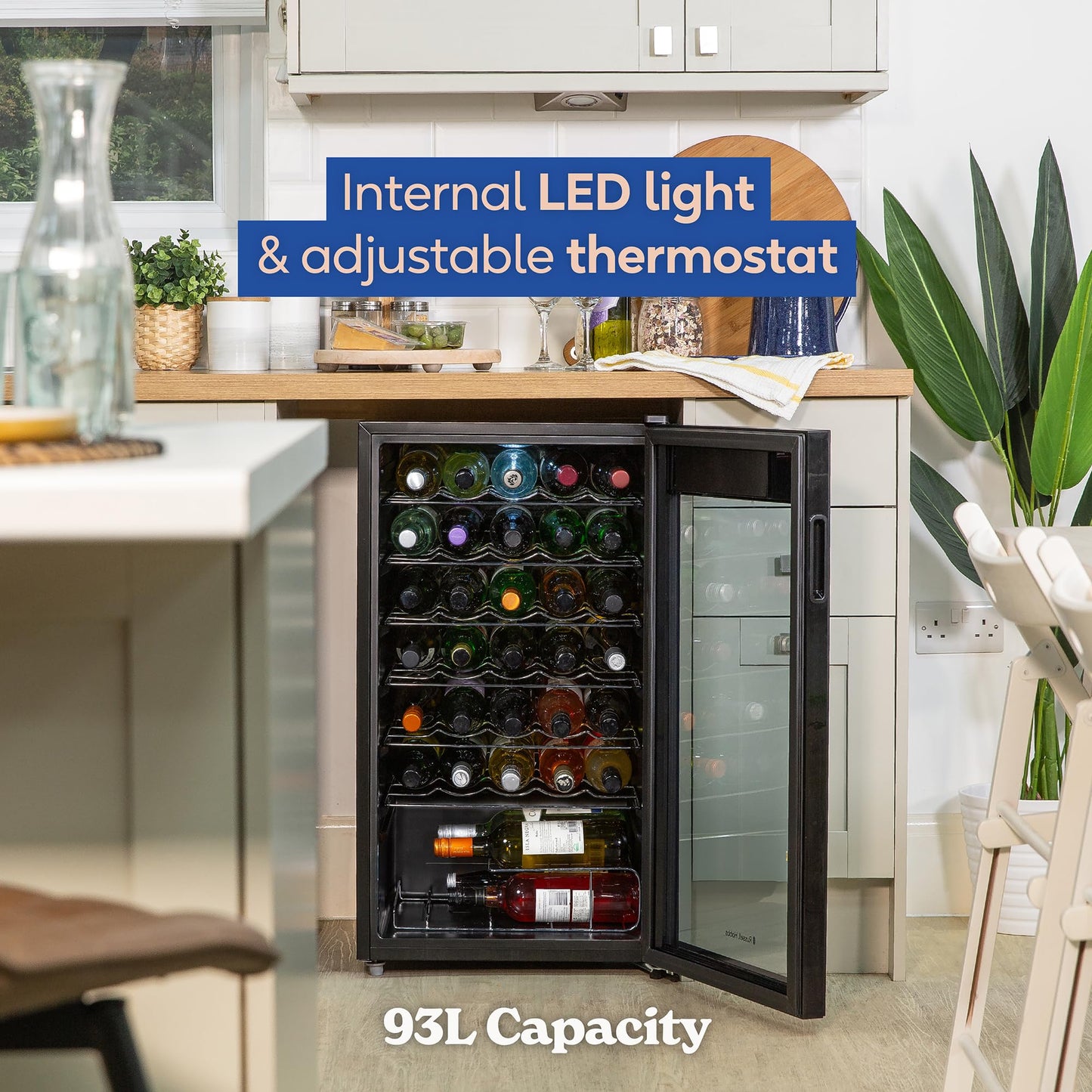 - Russell Hobbs Undercounter Fridge | 93 Litre/34 | Freestanding Wine & Drinks Fridge -