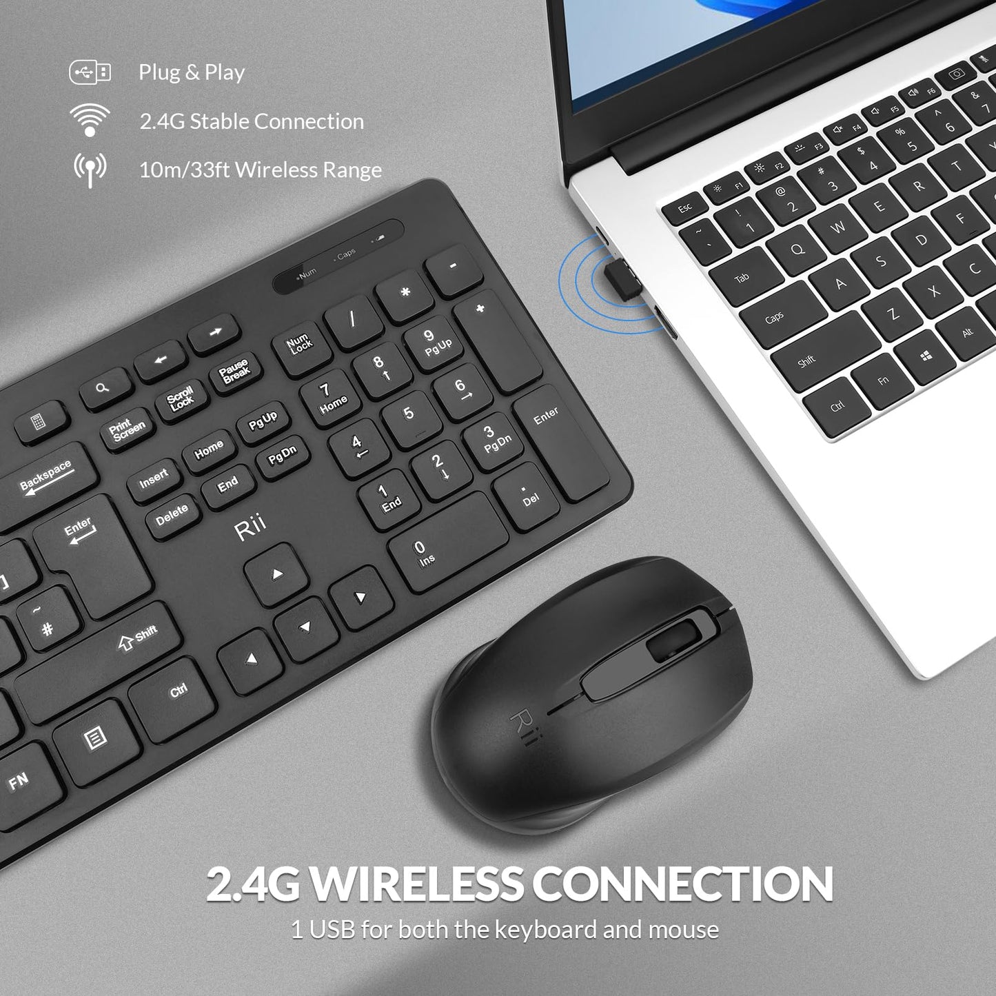 - Wireless keyboard and Mouse Set,Rii RK200 Standard Full Size Wireless Keyboard and Mouse