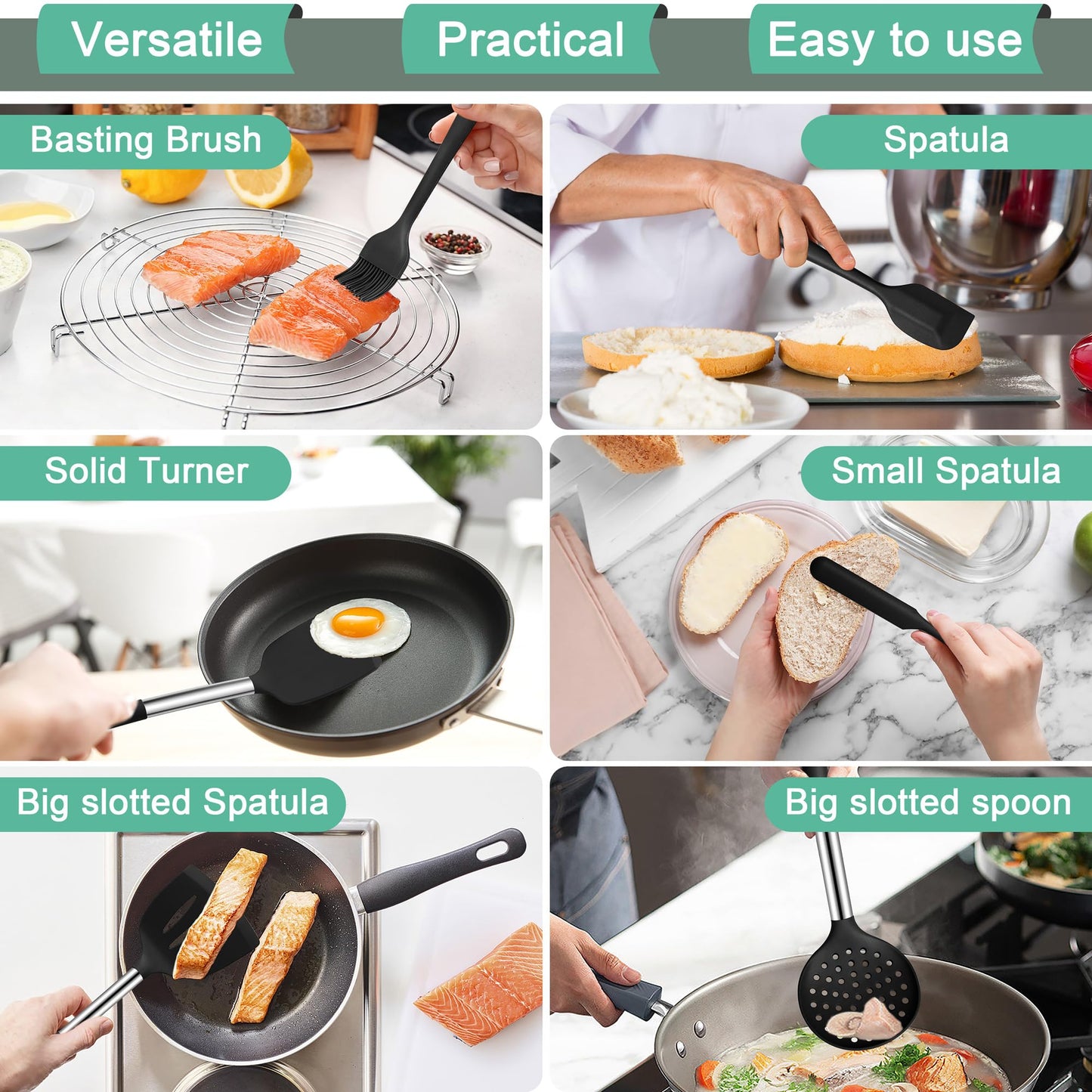 - Joyfair Kitchen Utensils Set | 15 Pcs Silicone Cooking Utensils Set | Non Stick Spatula Turner Spoon Tongs Cookware Set -