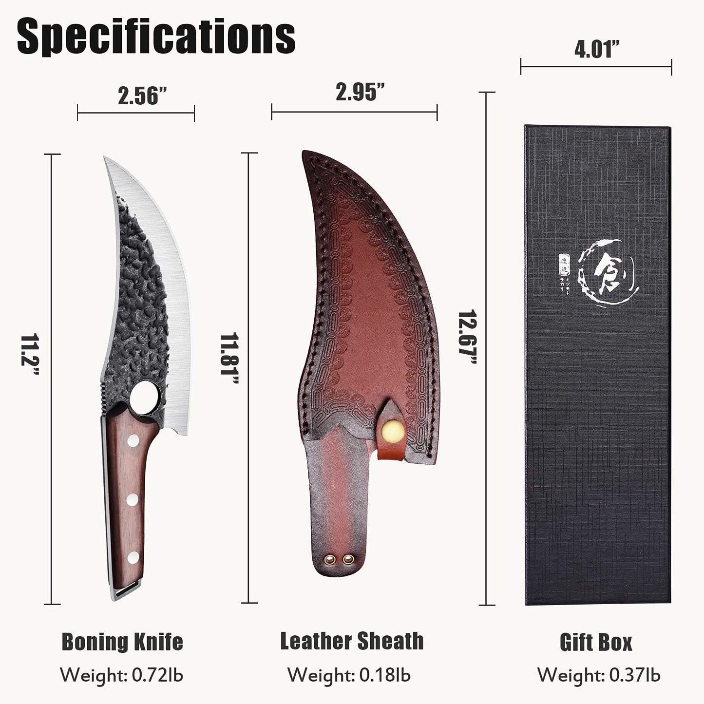 - Tivoli Chef Knife | Boning Knife | Sheath Hand Forged -