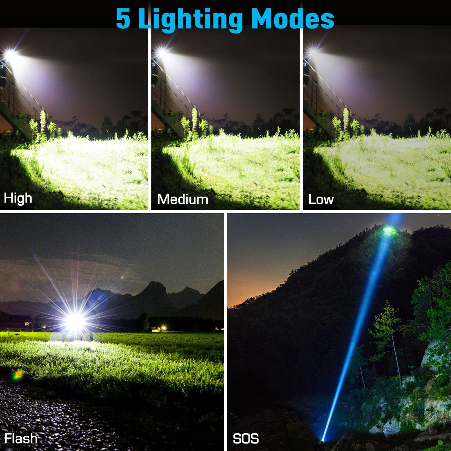 - Glarylight Torches LED Super Bright, 250000 High Lumens Rechargeable Torch -