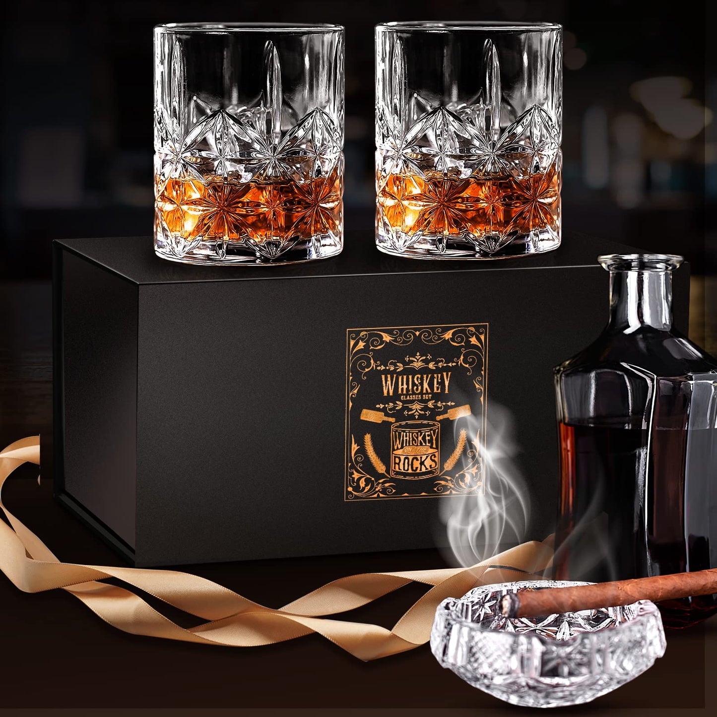 - KAQ Whiskey Glasses | 320ml Whisky Glasses | Set of 2 -