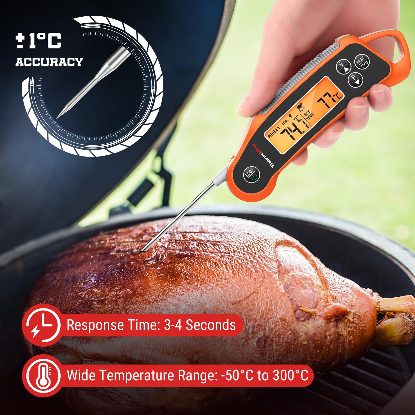 - ThermoPro Instant Read Meat Thermometer | Digital | 2-in-1 Waterproof Kitchen Food Thermometer -