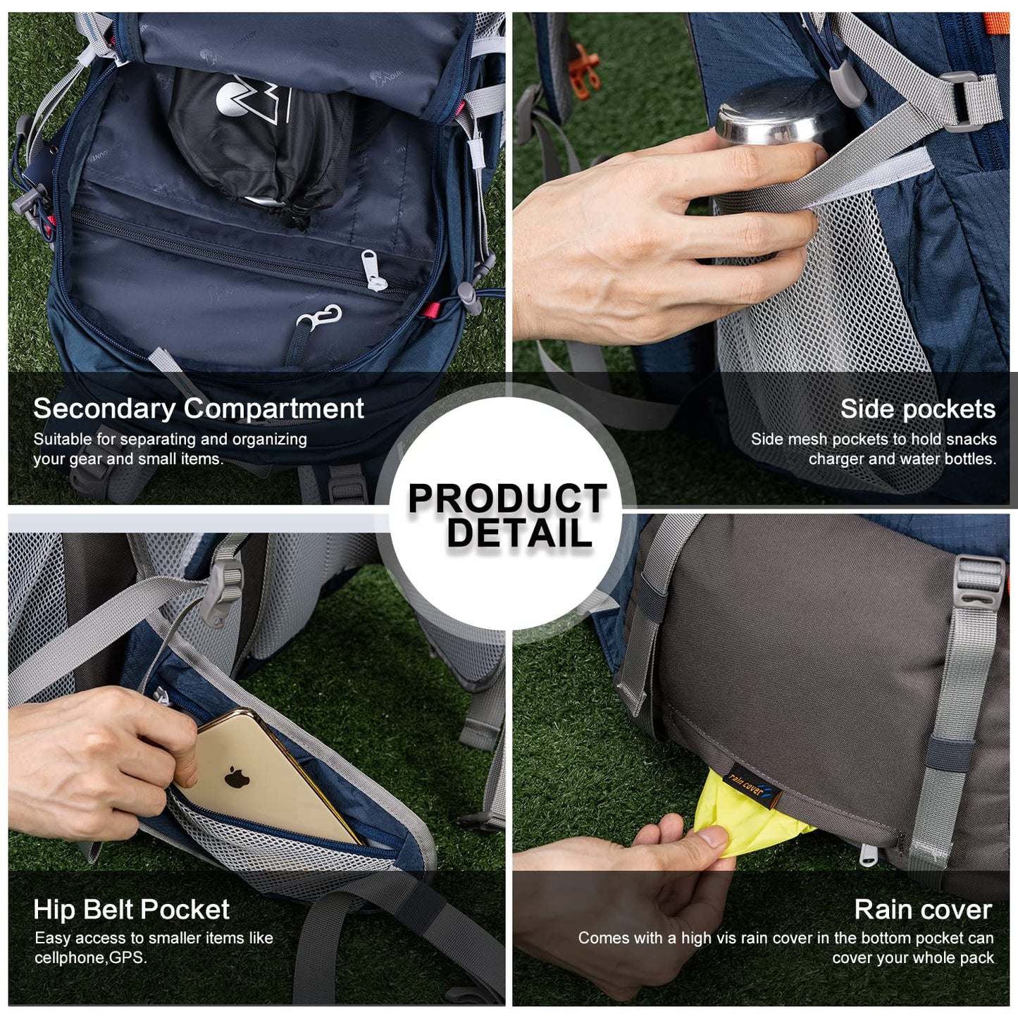 - MOUNTAINTOP Hiking Backpack | 40L | Water Resistent Trekking Rucksack -