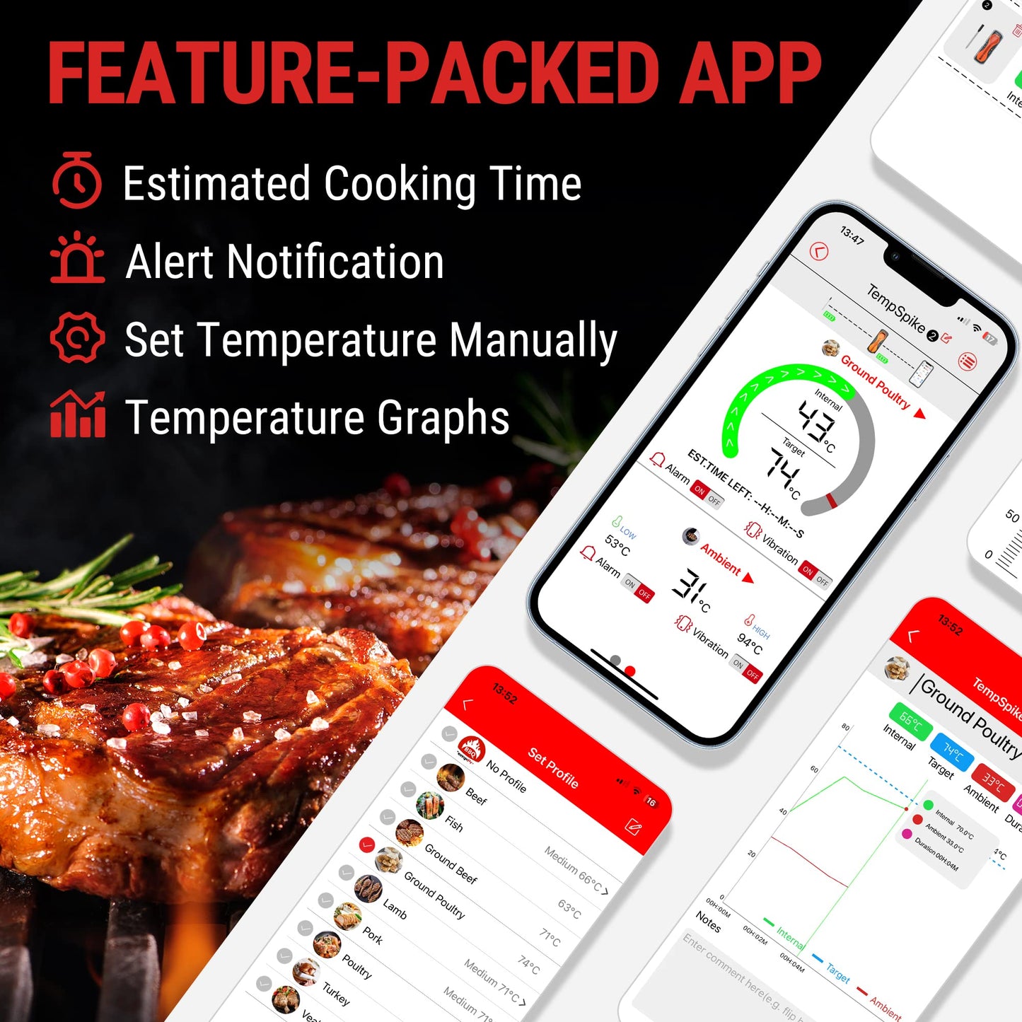 - ThermoPro TempSpike 150m Range Truly Wireless Meat Thermometer | Bluetooth Meat Thermometer -