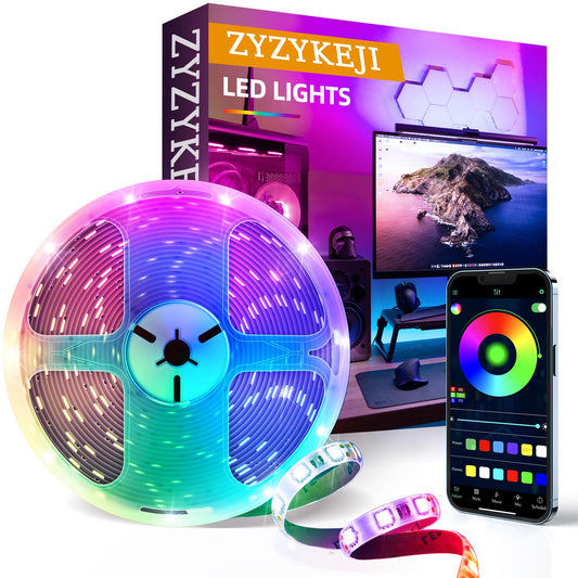 - zyzykeji Led Lights 15m, Led Strip Light with Music Sync Color Changing