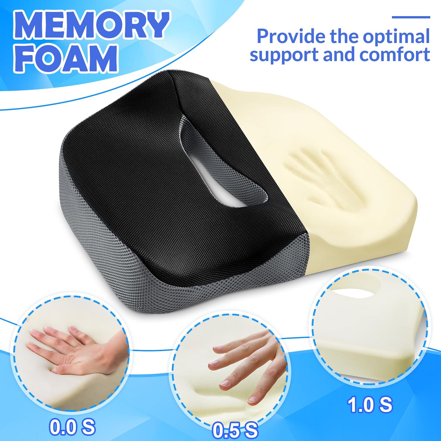 - POOTACK Seat Cushion | Memory Foam Seat Cushion | Ergonomic -