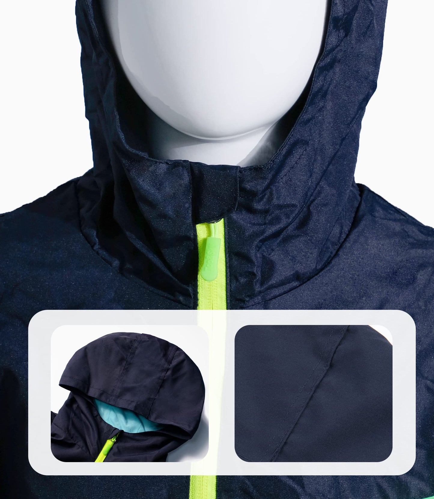 - YoungSoul Boys Girls Colorblocked Raincoat Lightweight Outdoor Waterproof Jacket with Hood Dark Blue