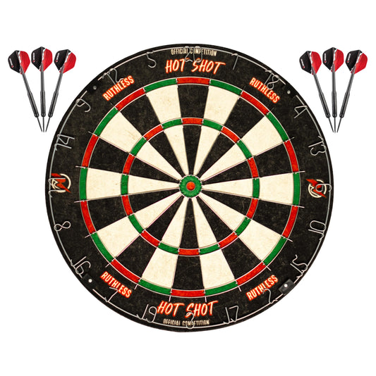 - Ruthless Hot Shot Dart Board | Endurance Round Wire Sisal Dartboard -