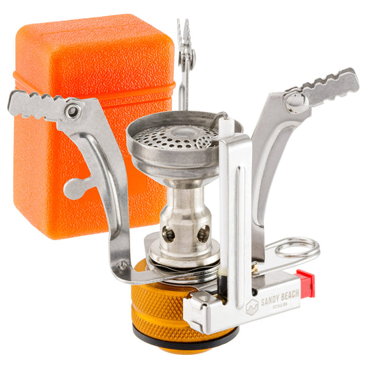 - Sandy Beach Portable Stove | Folding Camping Stove Piezo Ignition | Mini Gas Stove -