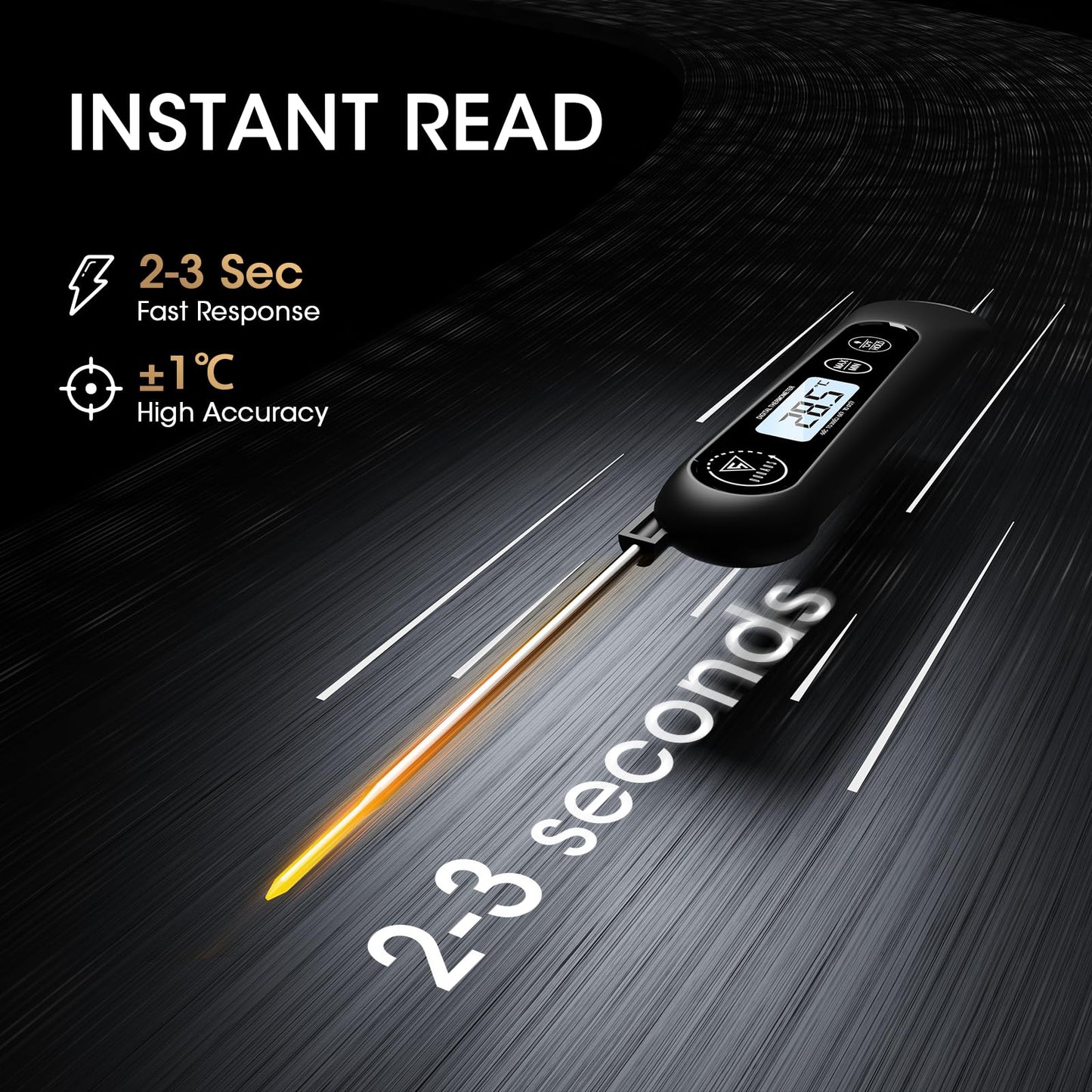 - DOQAUS Meat Thermometers | 3S Instant Read Food Thermometer | Accurate Meat Thermometer Probe With Backlight -