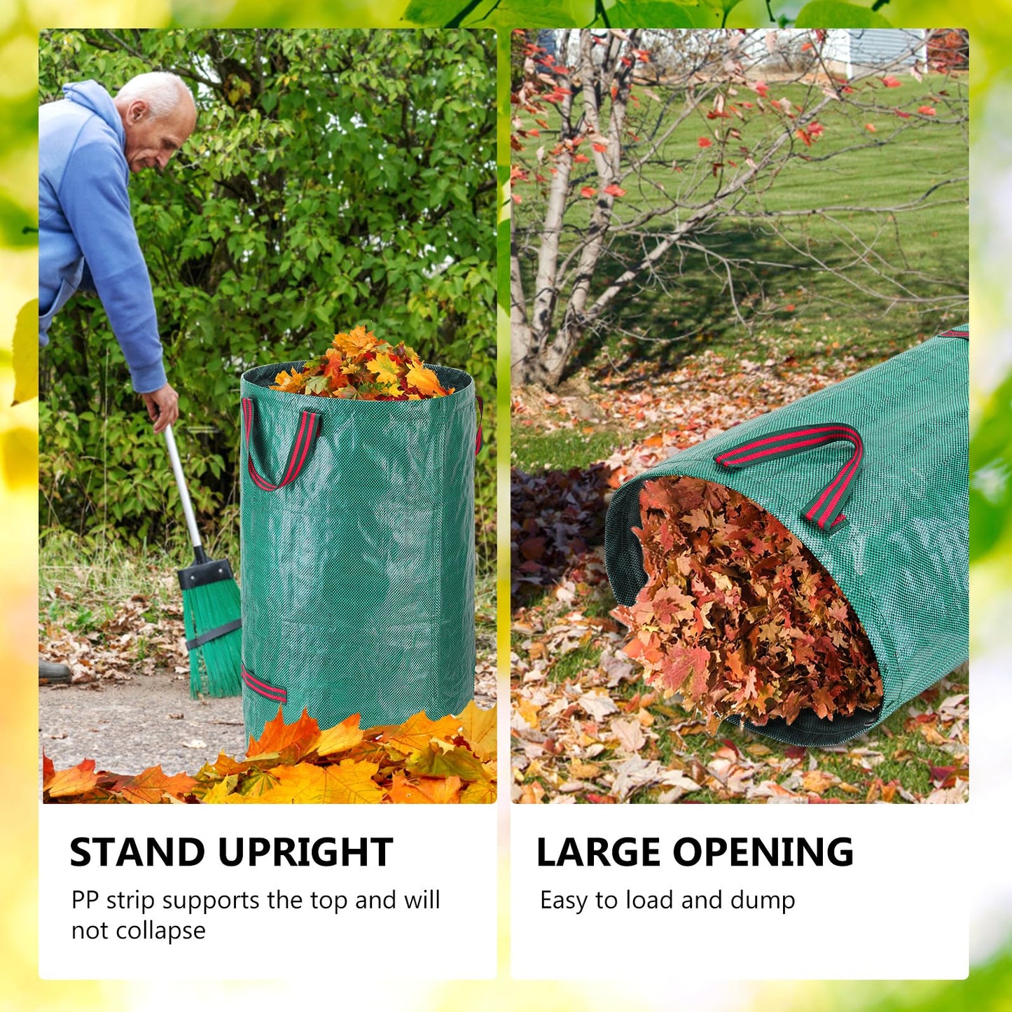 - Heavy Duty Garden Waste Bags with Handles | Large Garden Bags | Reusable Waterproof Garden Sack for Garden Waste -
